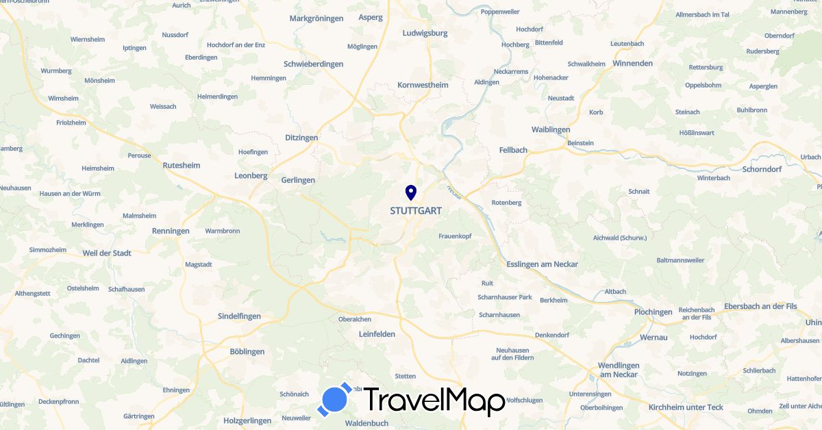 TravelMap itinerary: driving in Germany (Europe)