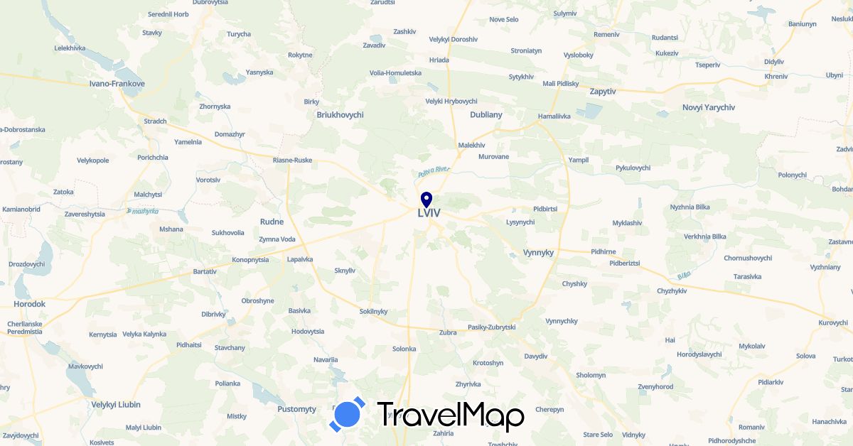 TravelMap itinerary: driving in Ukraine (Europe)