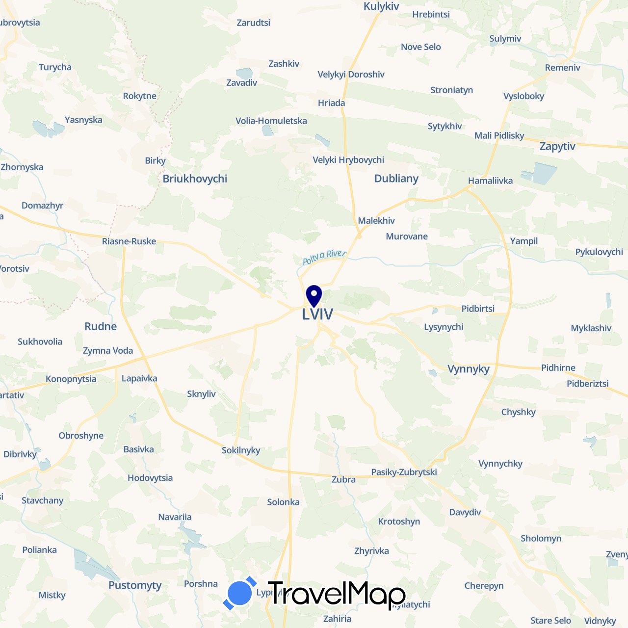 TravelMap itinerary: driving in Ukraine (Europe)