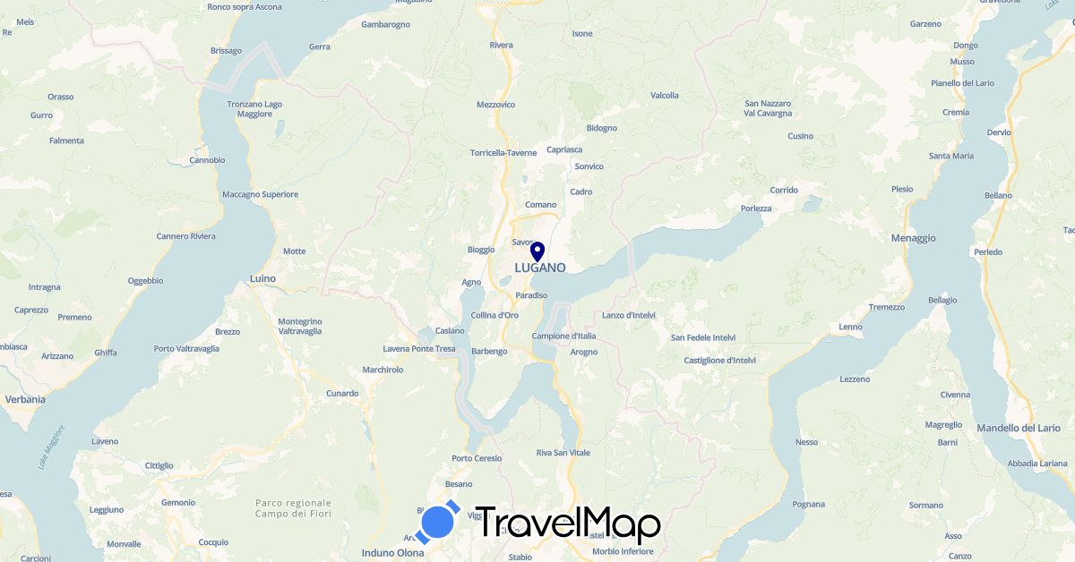 TravelMap itinerary: driving in Switzerland (Europe)