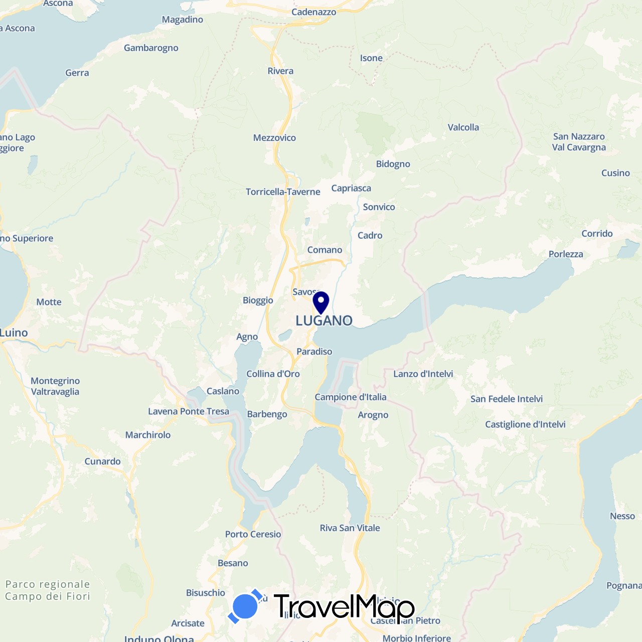 TravelMap itinerary: driving in Switzerland (Europe)