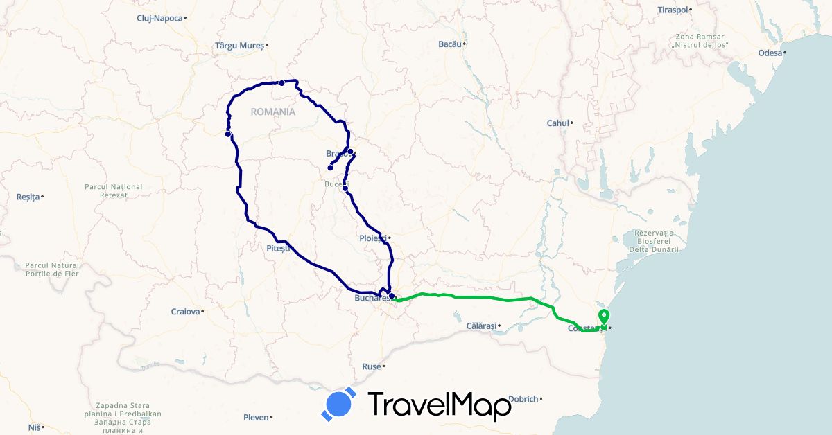 TravelMap itinerary: driving, bus in Romania (Europe)