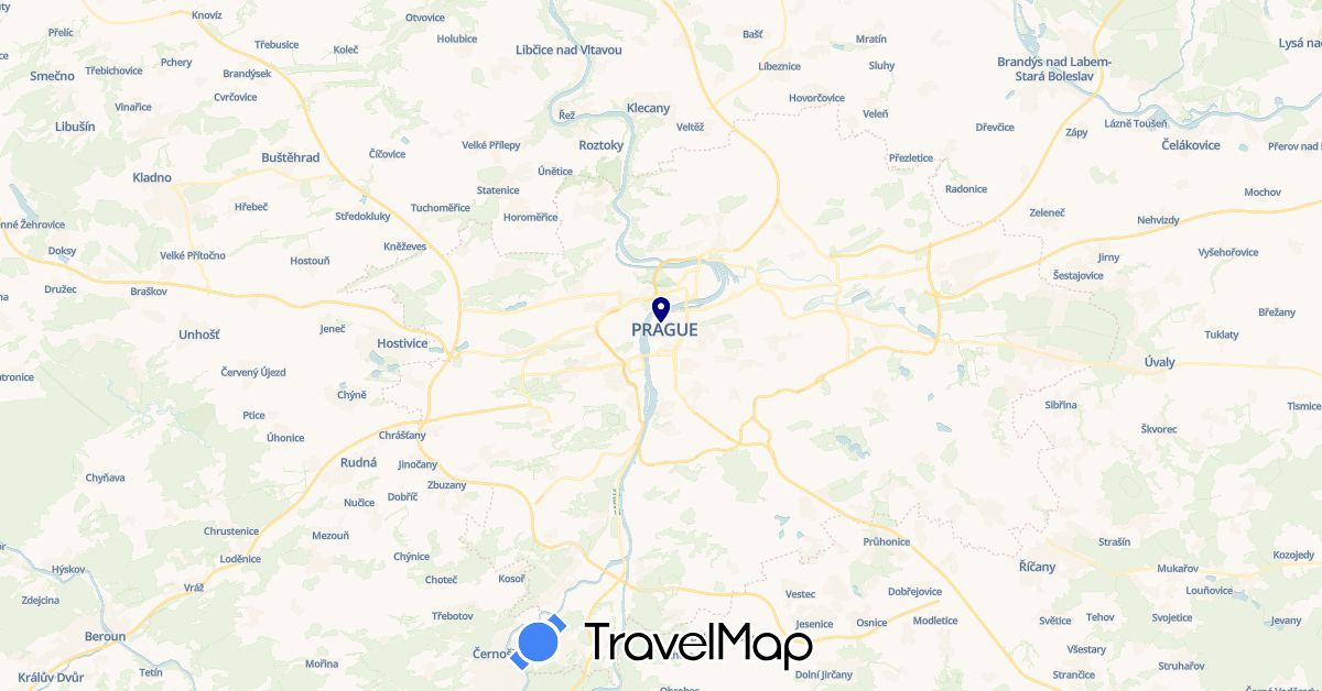 TravelMap itinerary: driving in Czech Republic (Europe)