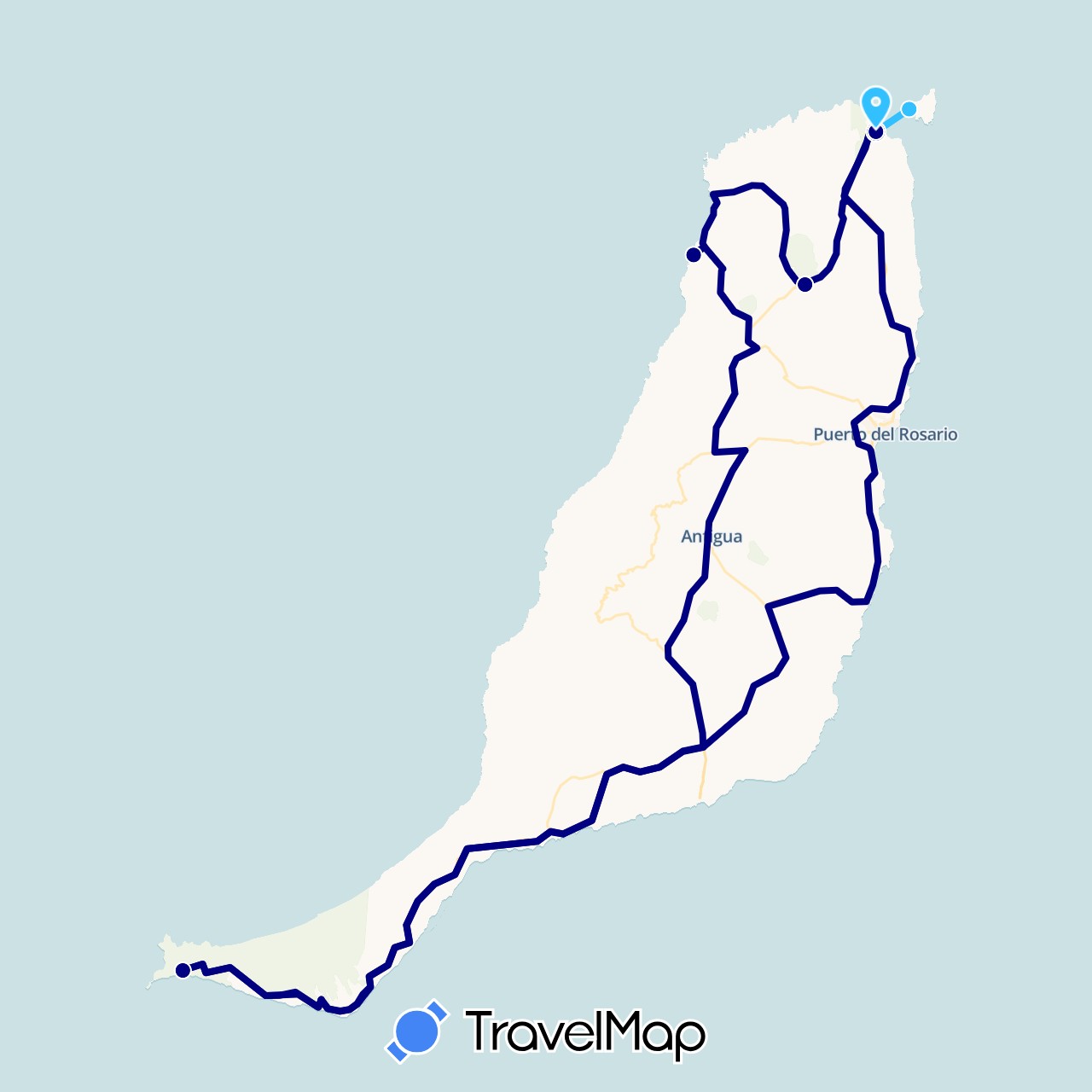 TravelMap itinerary: driving, boat in Spain (Europe)
