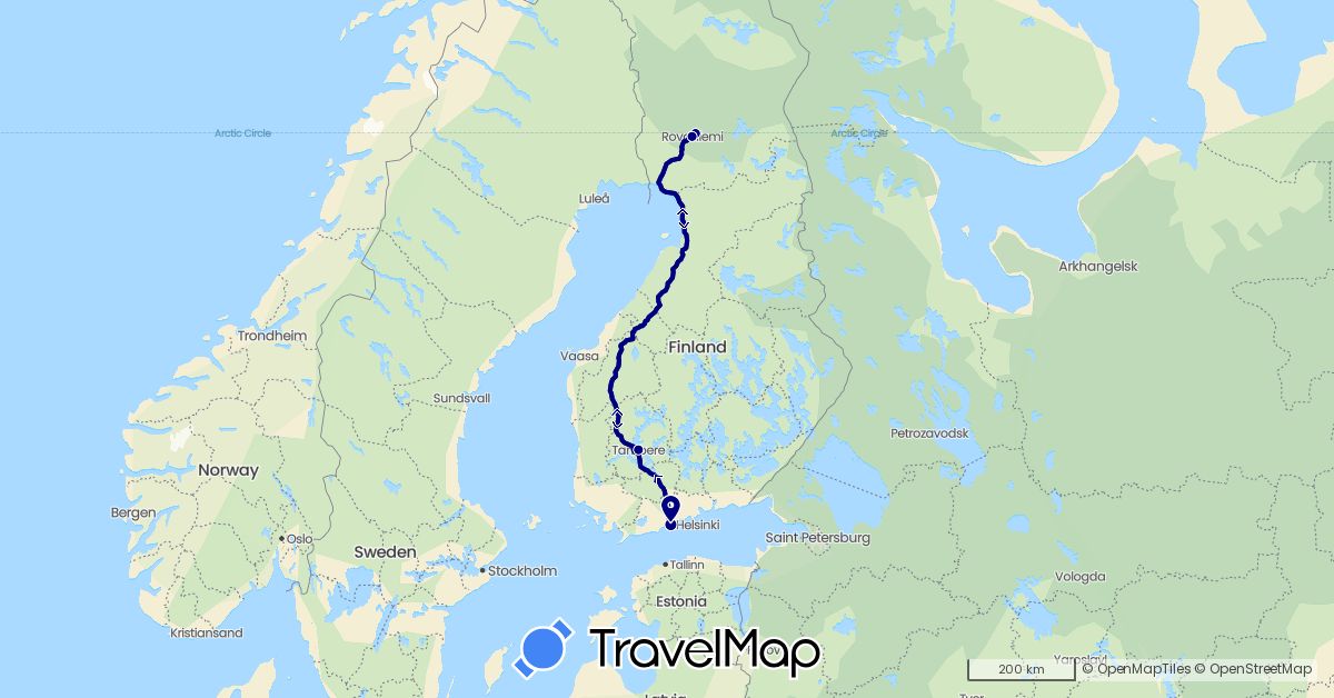 TravelMap itinerary: driving in Finland (Europe)