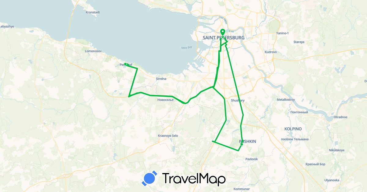 TravelMap itinerary: driving, bus in Russia (Europe)