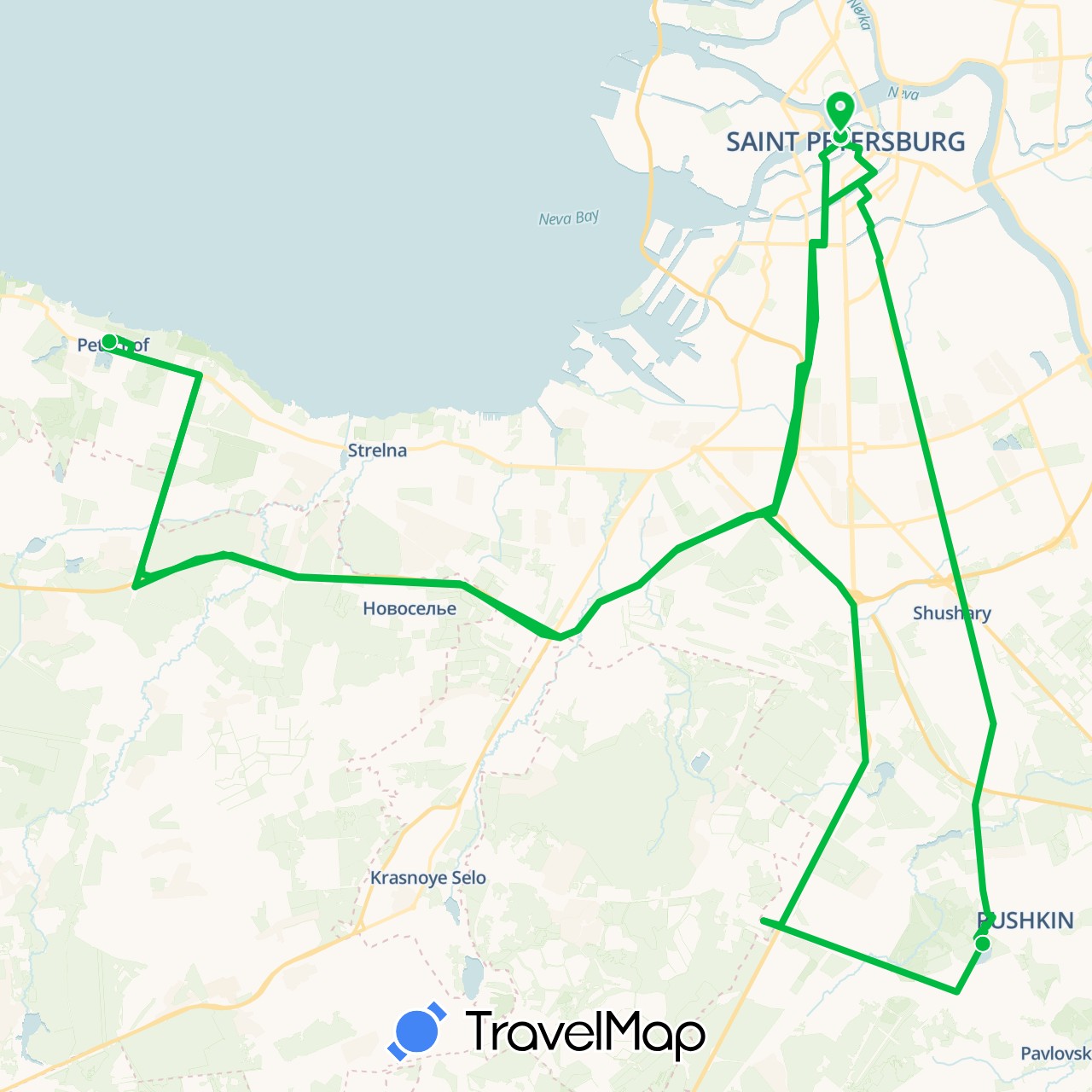 TravelMap itinerary: driving, bus in Russia (Europe)