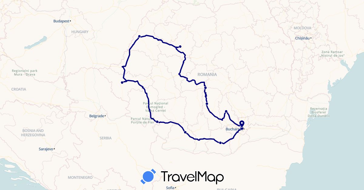 TravelMap itinerary: driving in Romania (Europe)