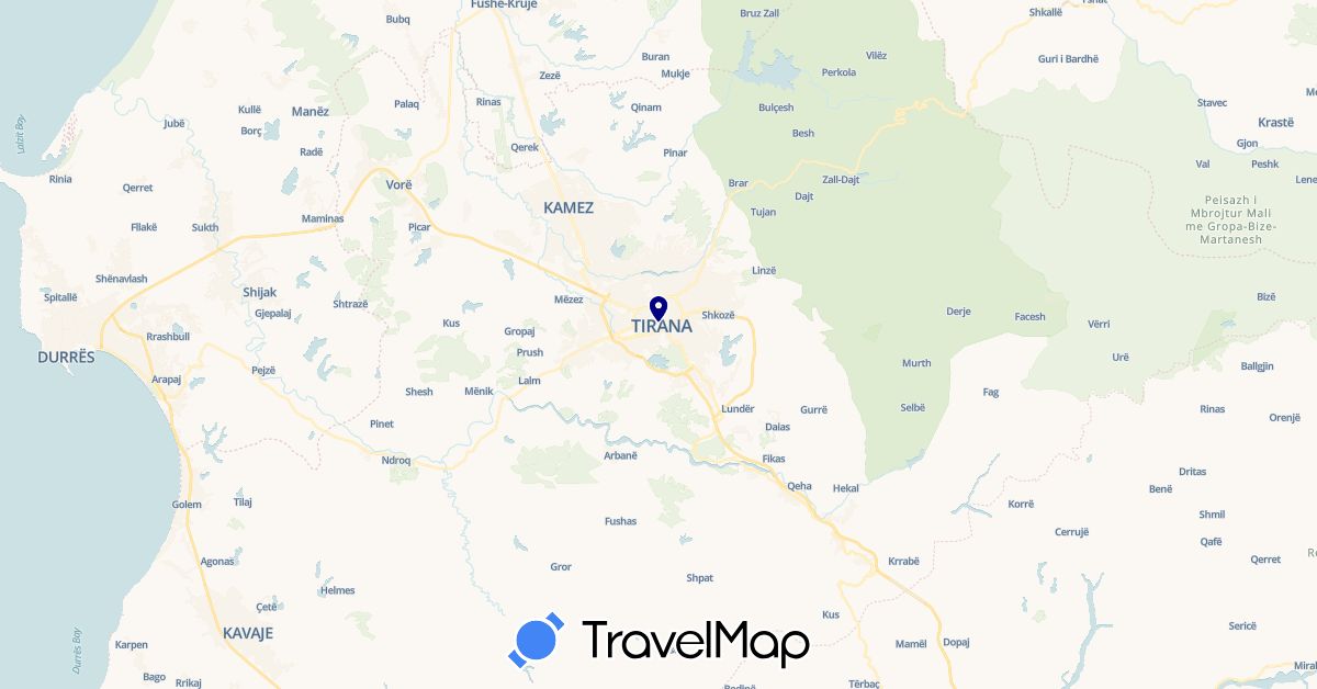 TravelMap itinerary: driving in Albania (Europe)