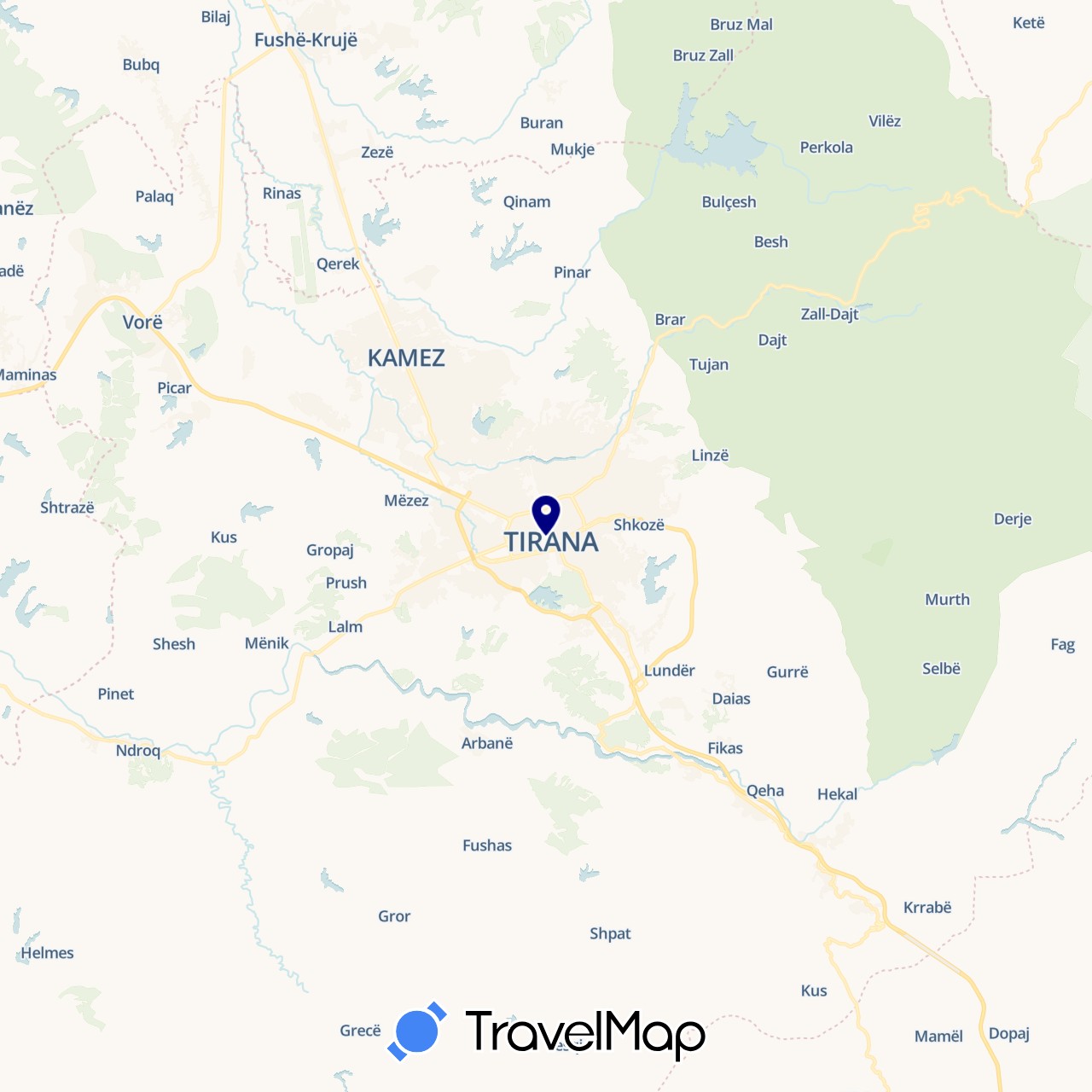 TravelMap itinerary: driving in Albania (Europe)