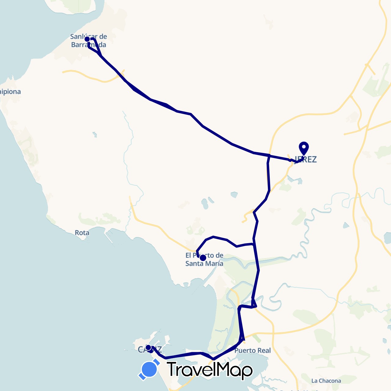 TravelMap itinerary: driving in Spain (Europe)