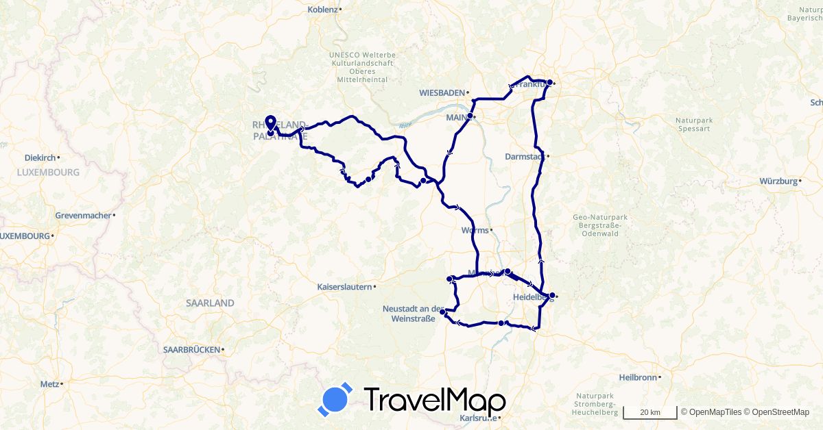 TravelMap itinerary: driving in Germany (Europe)