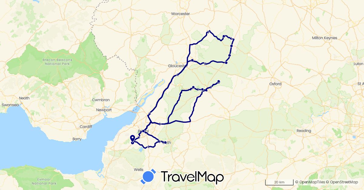 TravelMap itinerary: driving in United Kingdom (Europe)