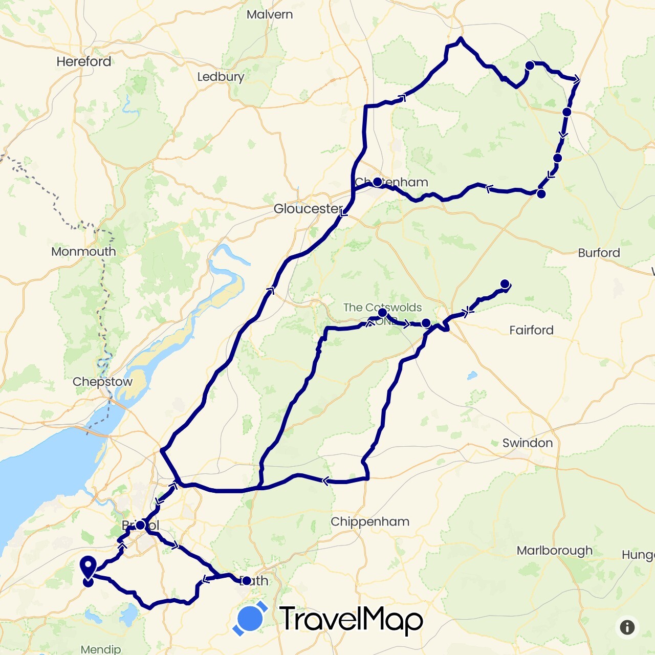 TravelMap itinerary: driving in United Kingdom (Europe)