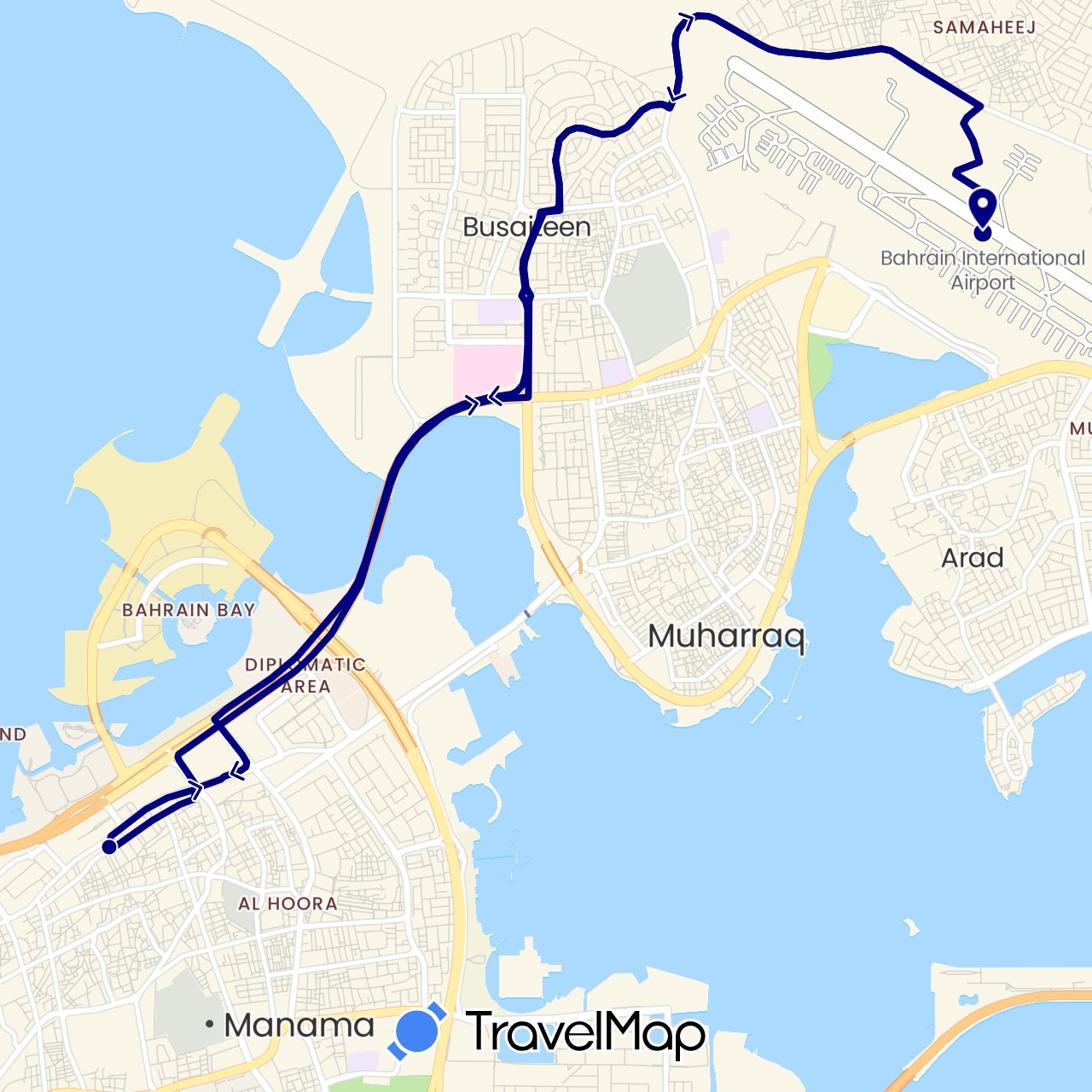 TravelMap itinerary: driving in Bahrain (Asia)