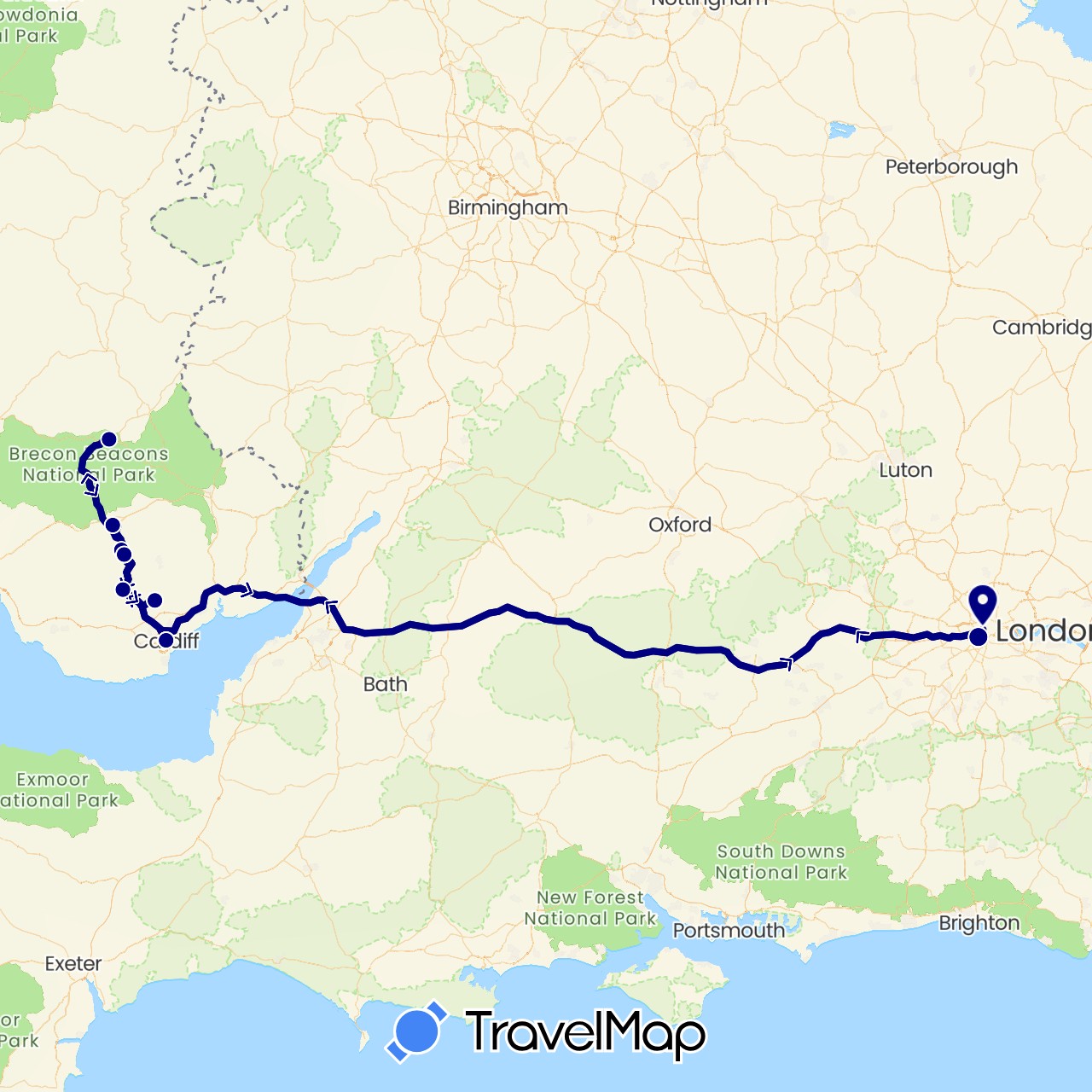 TravelMap itinerary: driving in United Kingdom (Europe)