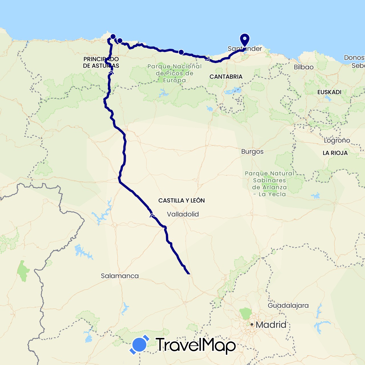 TravelMap itinerary: driving in Spain (Europe)