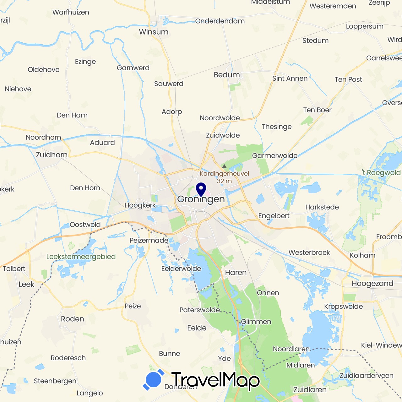 TravelMap itinerary: driving in Netherlands (Europe)