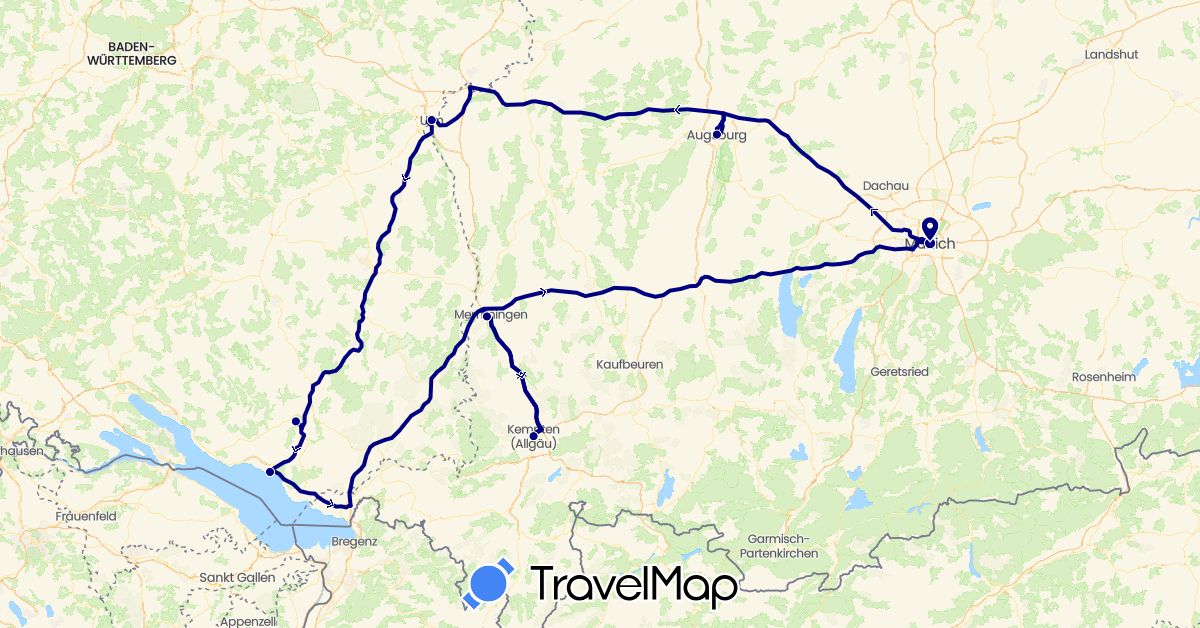 TravelMap itinerary: driving in Germany (Europe)