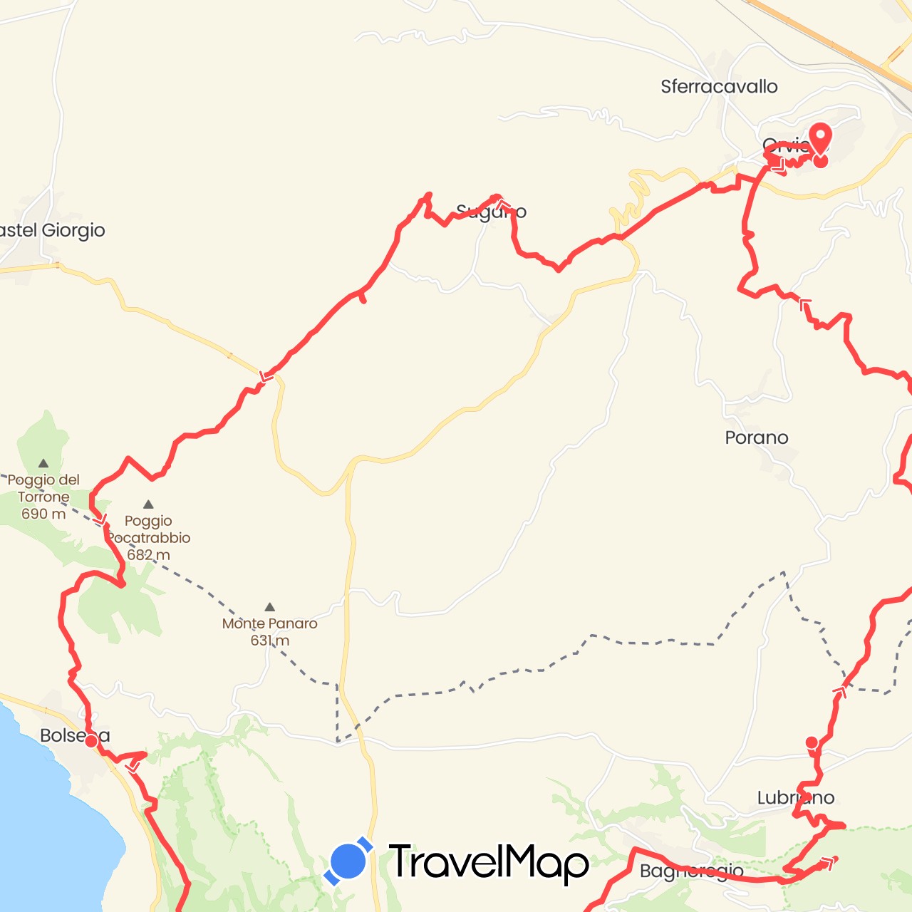 TravelMap itinerary: driving, hiking in Italy (Europe)