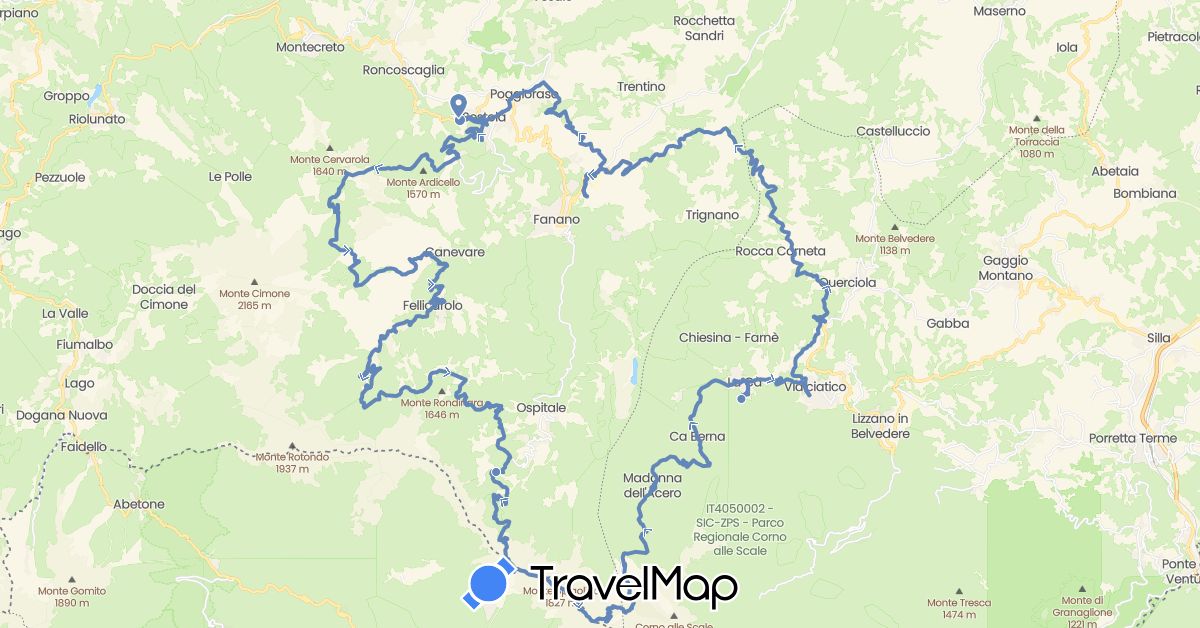 TravelMap itinerary: driving, cycling in Italy (Europe)
